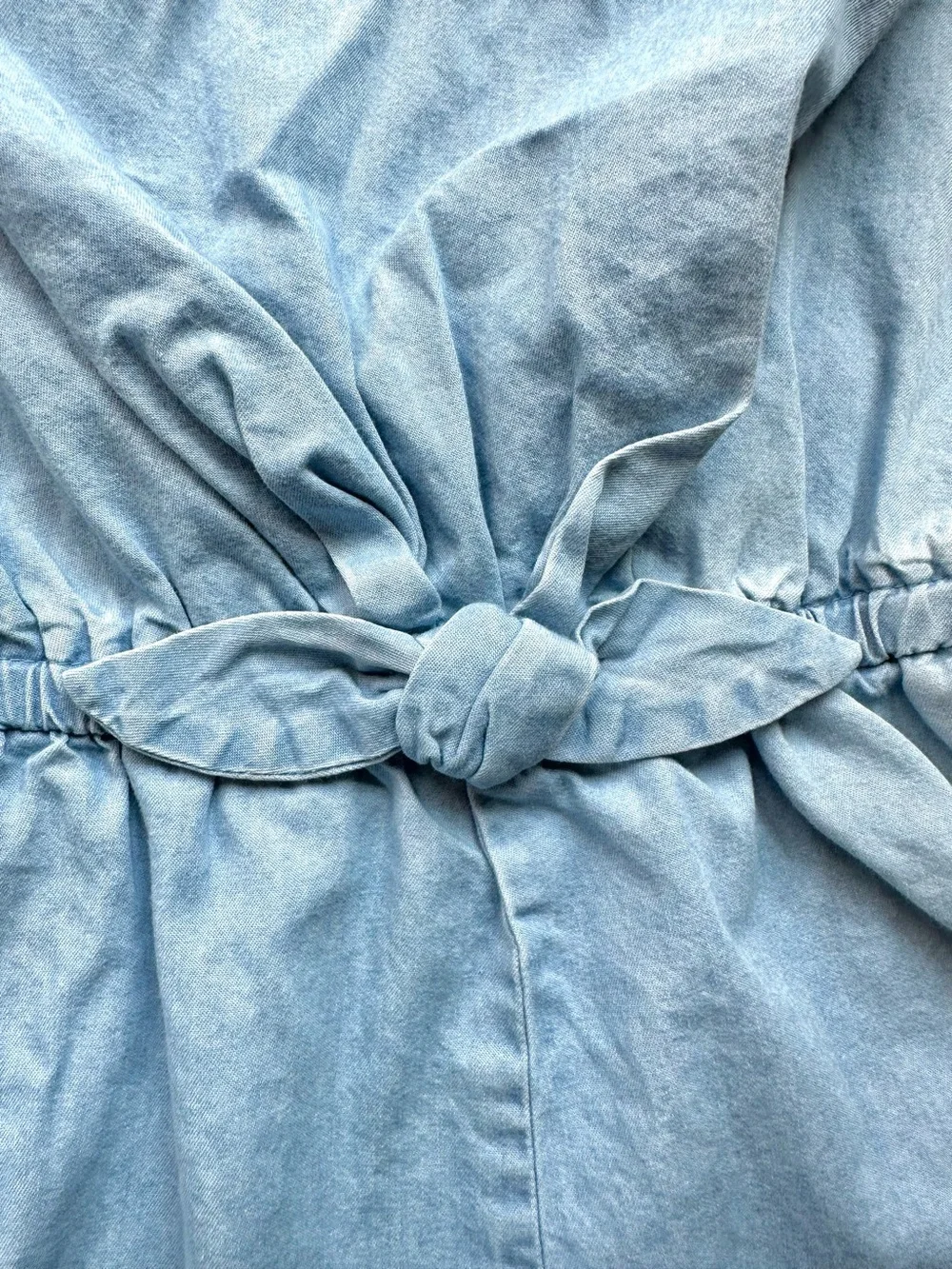 Gap Kids Girls 14-16 Chambray Romper Puff Sleeve Tie Waist 100% Cotton